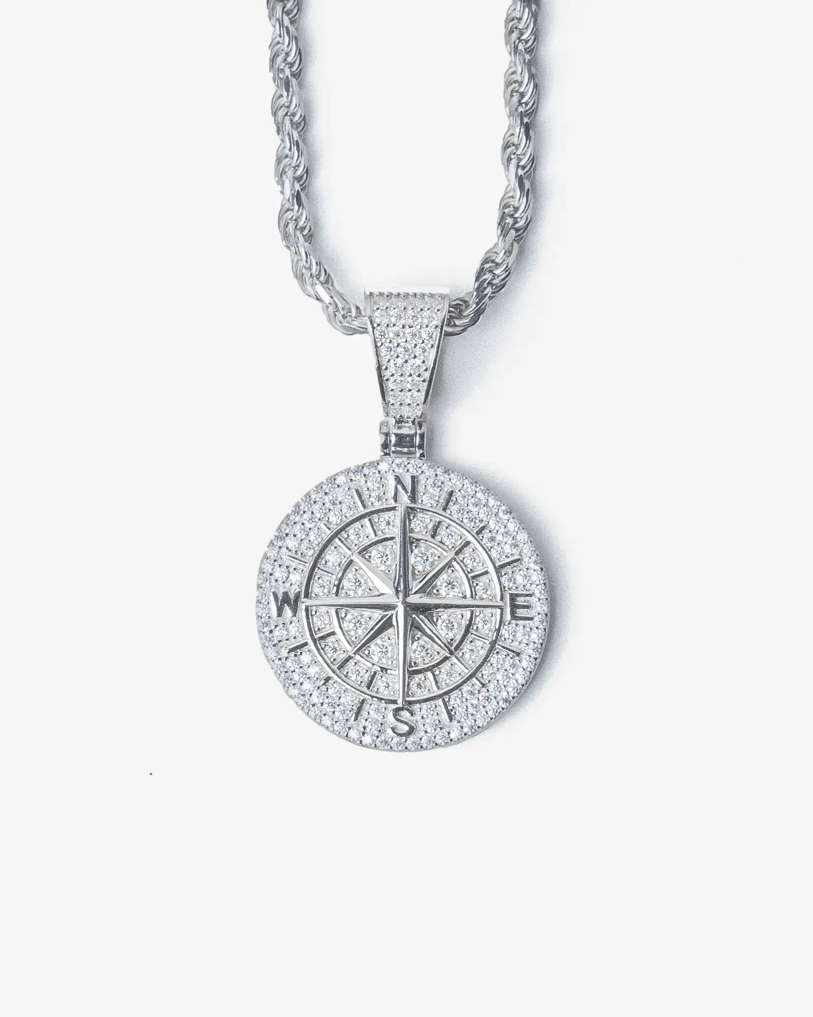 Moissanite Iced Compass Pendant Yaluum