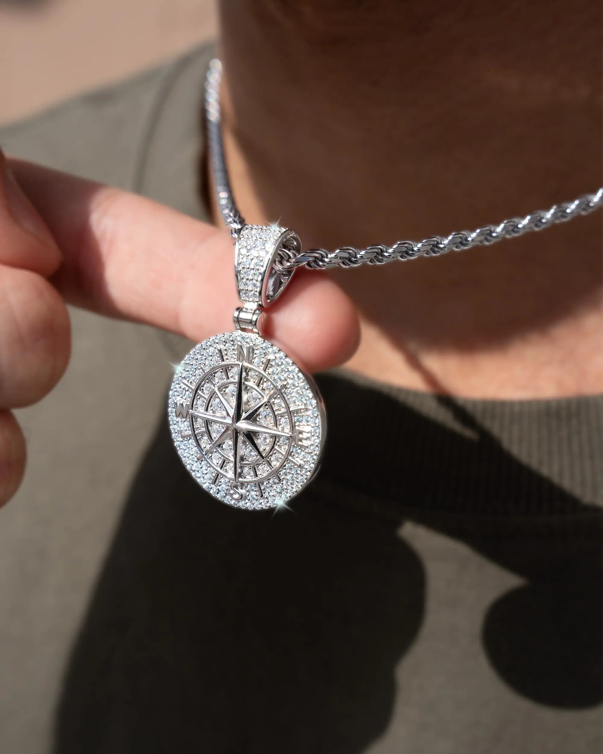 Moissanite Iced Compass Pendant Yaluum
