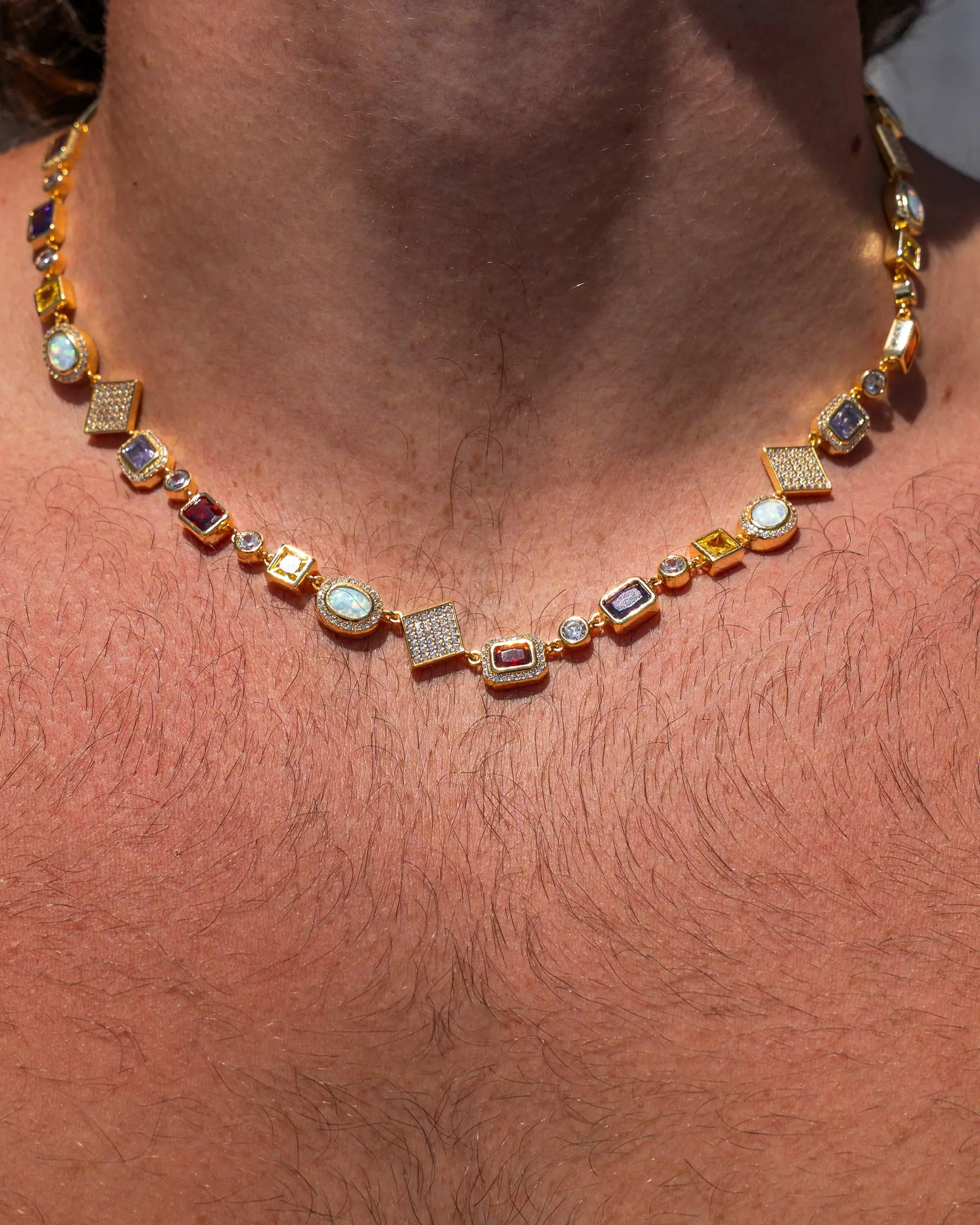 Gold Motif Gemstone Chain