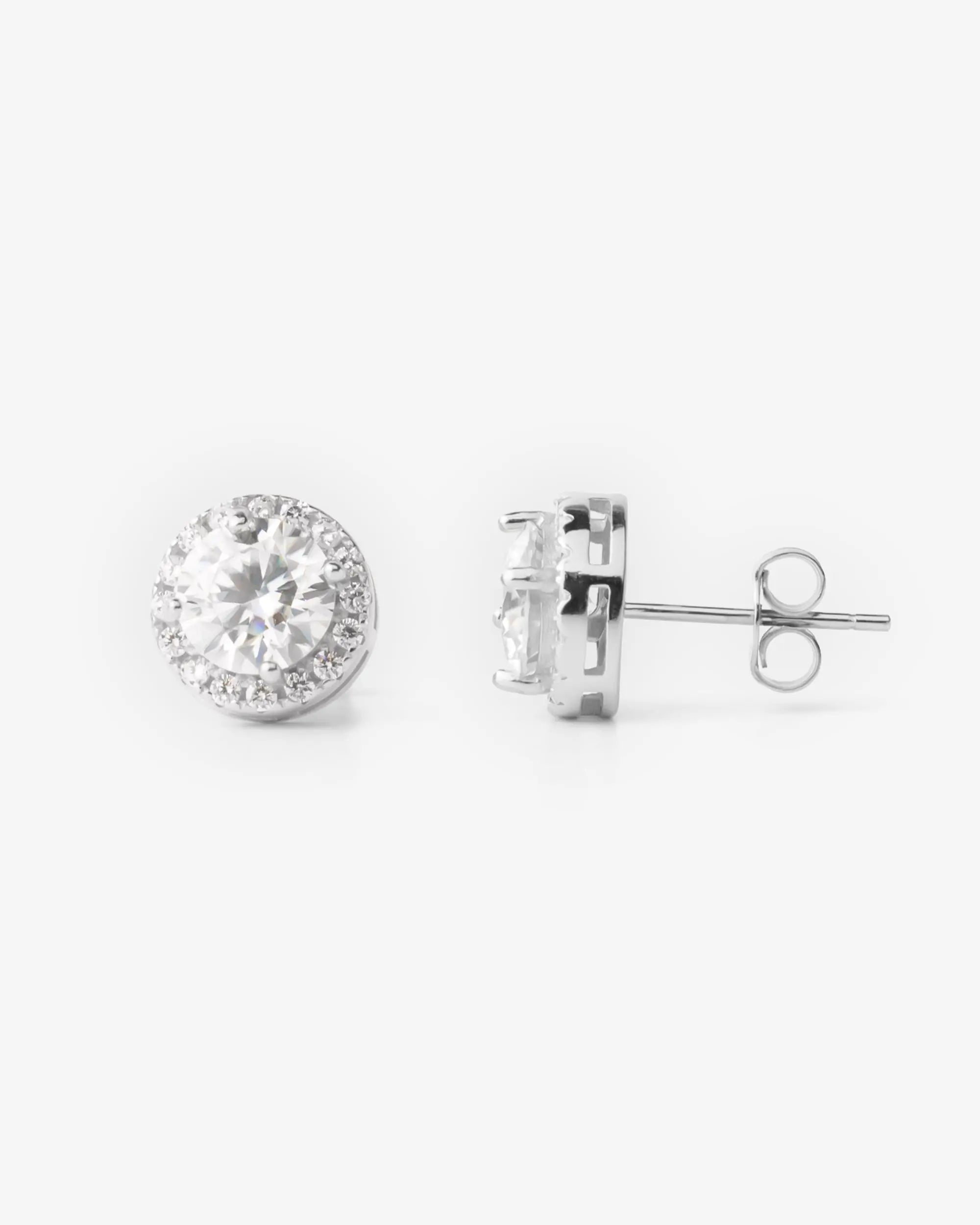 6MM Halo Moissanite Earrings