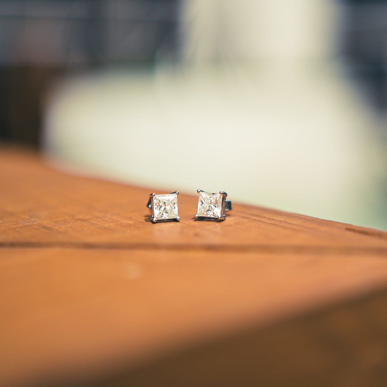 6MM Square Moissanite Earrings