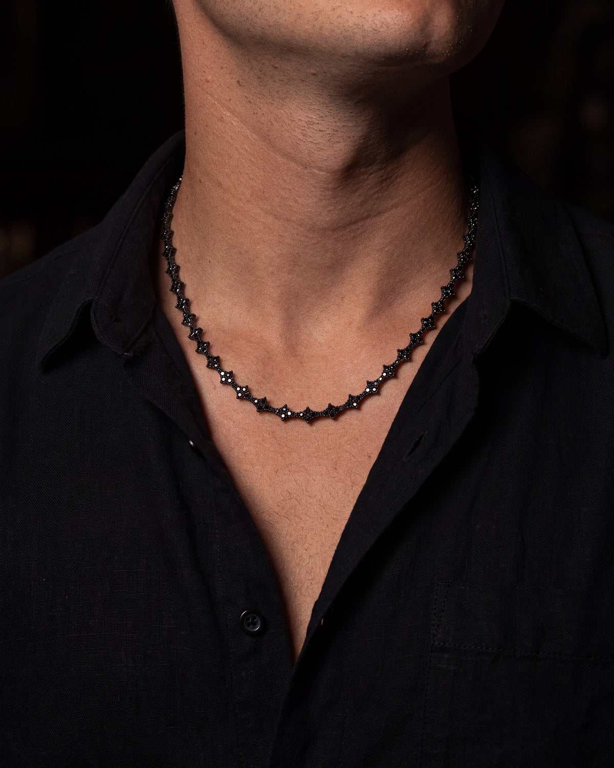 Black Moissanite Thorn Chain