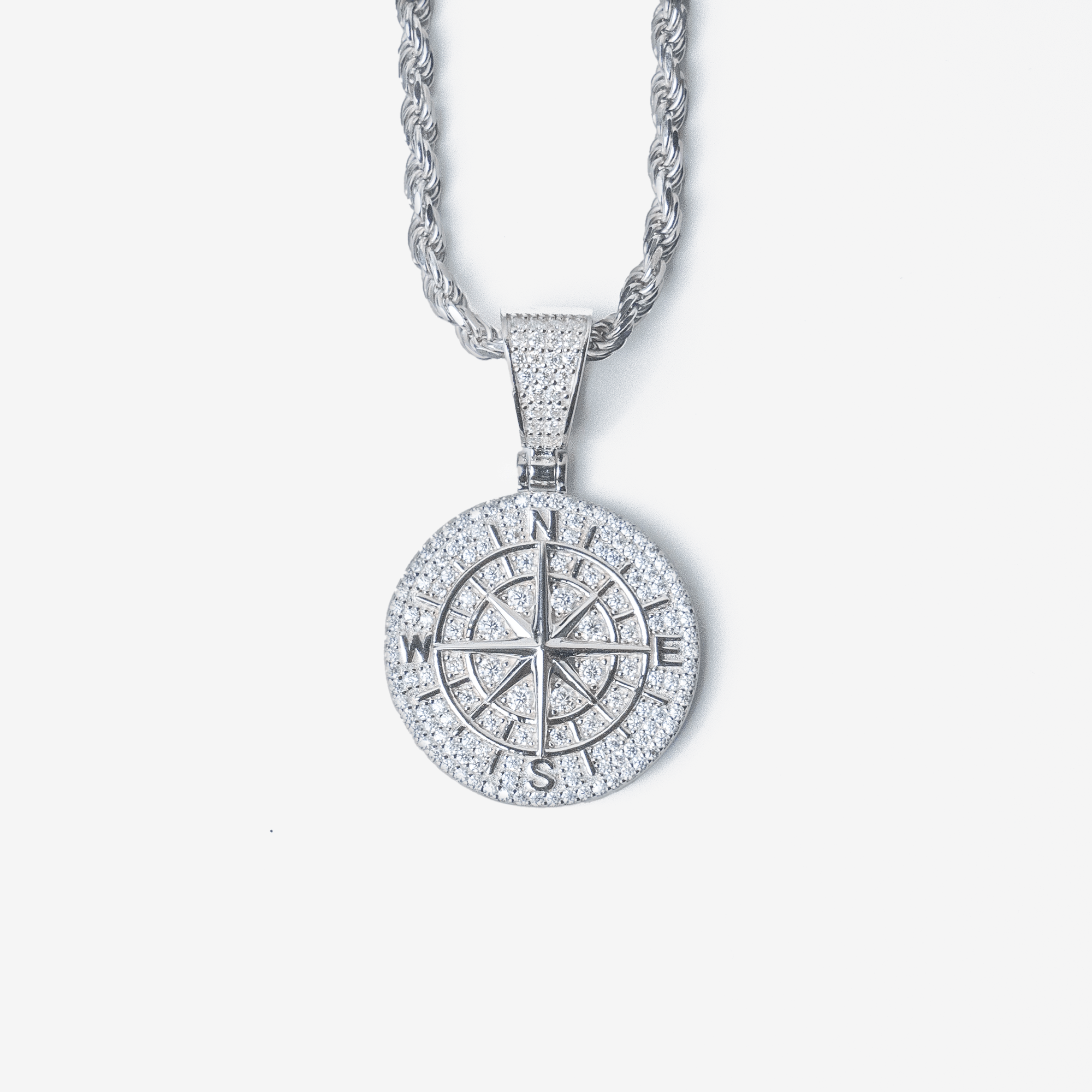 Moissanite Iced Compass Pendant