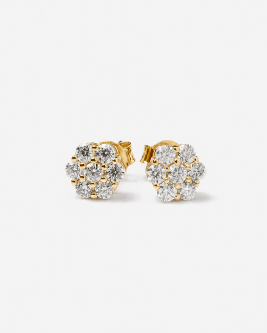 6MM Floral Moissanite Earrings