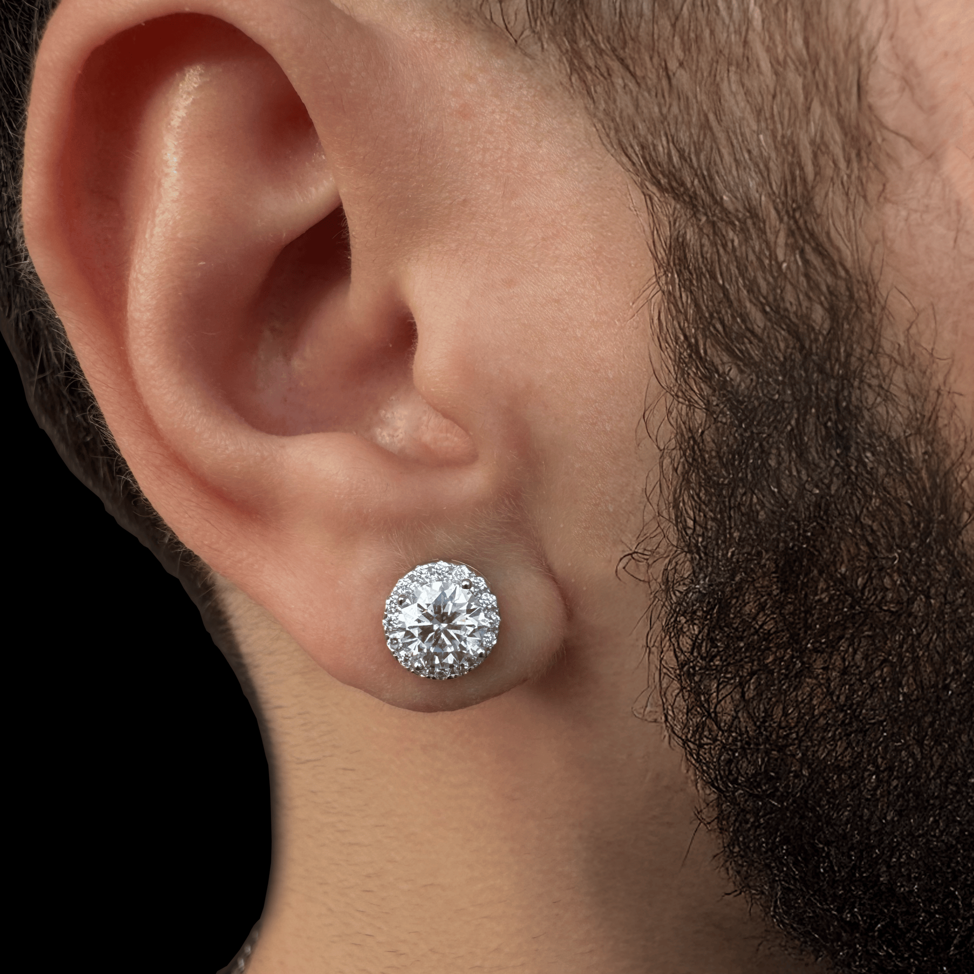 6MM Halo Moissanite Earrings