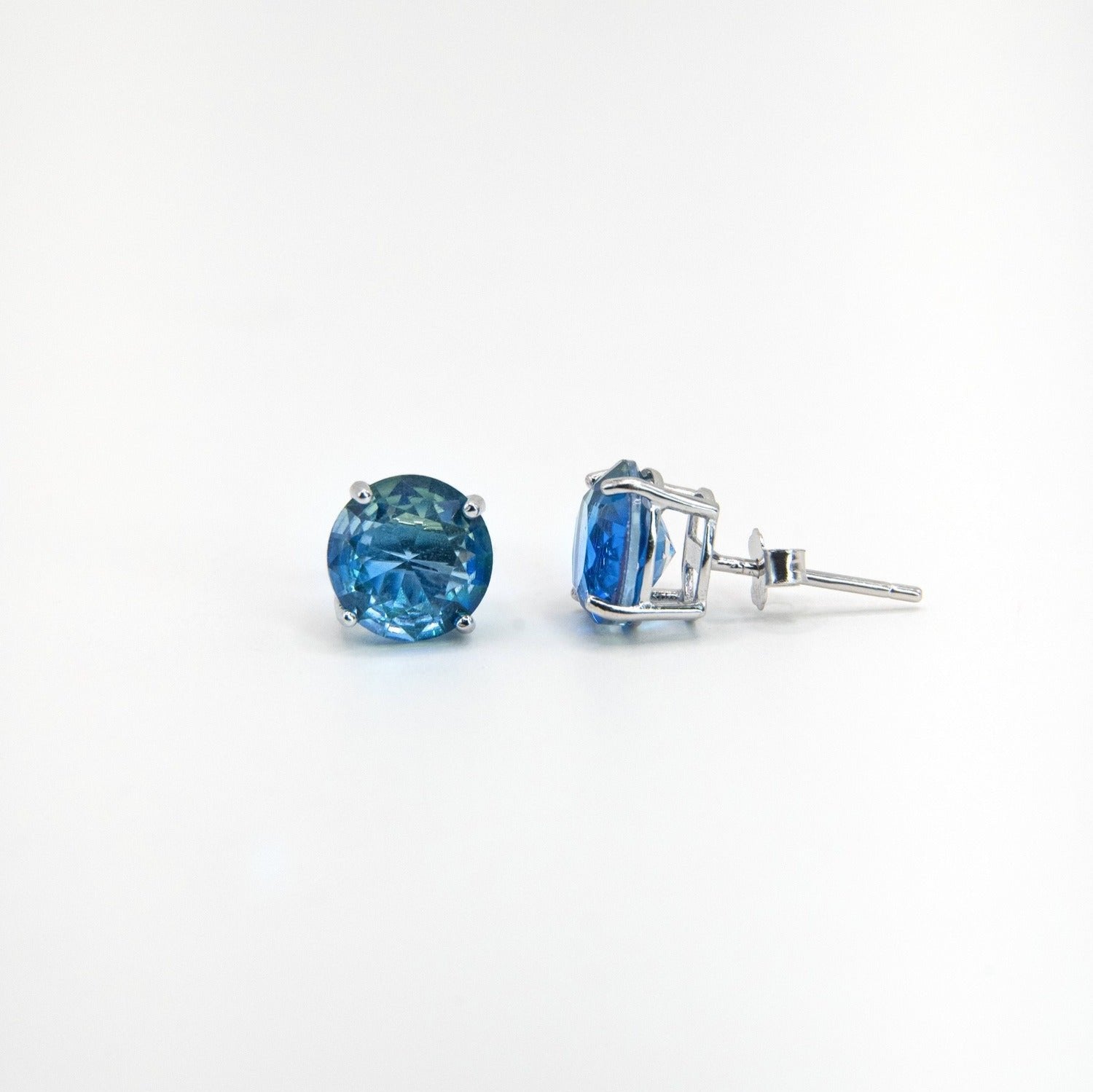 8MM Blue Sapphire Earrings