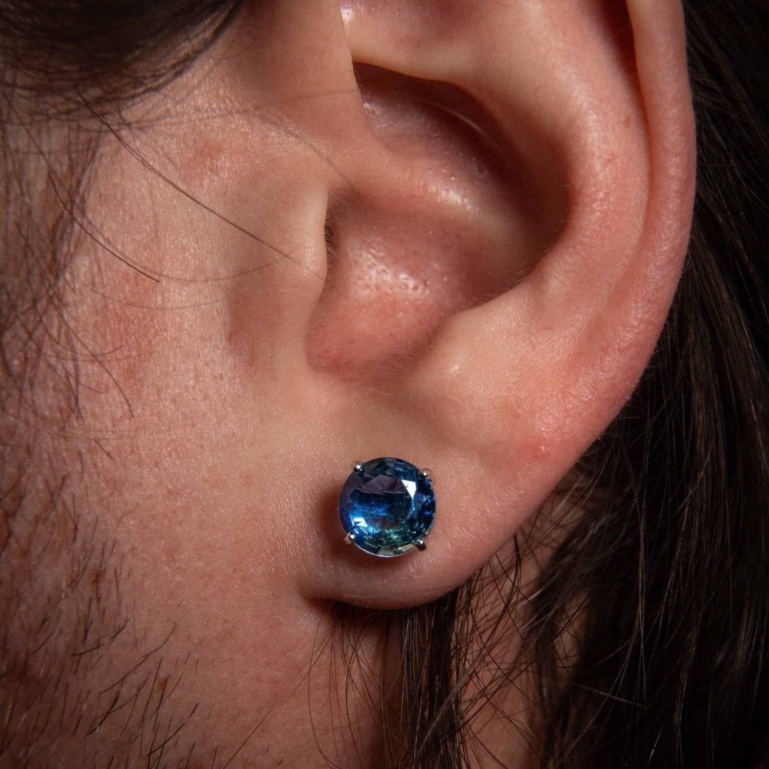 8MM Blue Sapphire Earrings