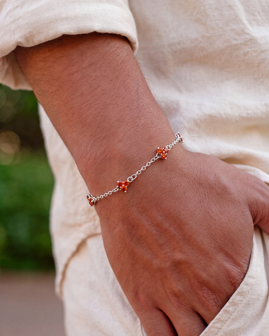 Yaluum Astra ember moissanite silver bracelet – worn on wrist