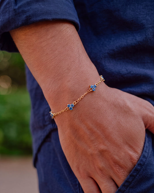Yaluum Astra ocean moissanite gold bracelet – worn on wrist