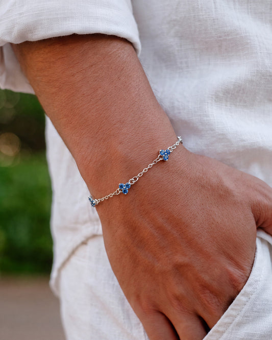 Yaluum Astra ocean moissanite silver bracelet – worn on wrist